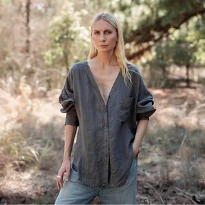 Mamène Smock Top in Agave Linen, size 1